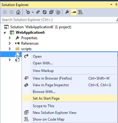 Set the Html file as start